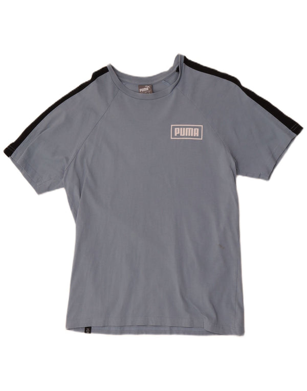 Puma Camiseta Masculina Graphic Top Pequeno Bloco Colorido Azul