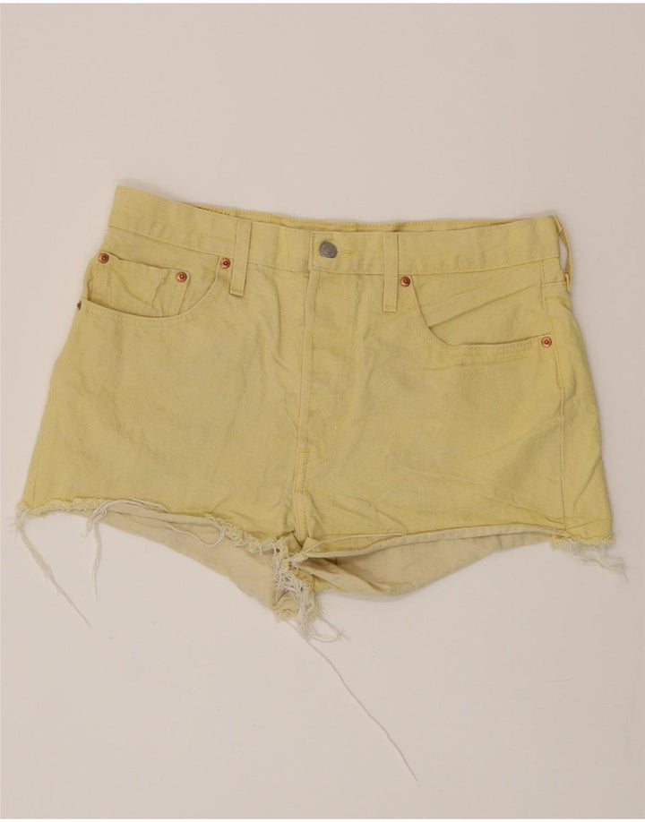 Shorts jeans feminino 501 da LEVI'S W32 grande algodão amarelo