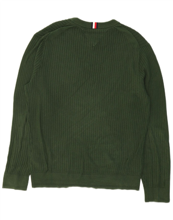 Suéter masculino TOMMY HILFIGER com gola redonda, grande algodão verde