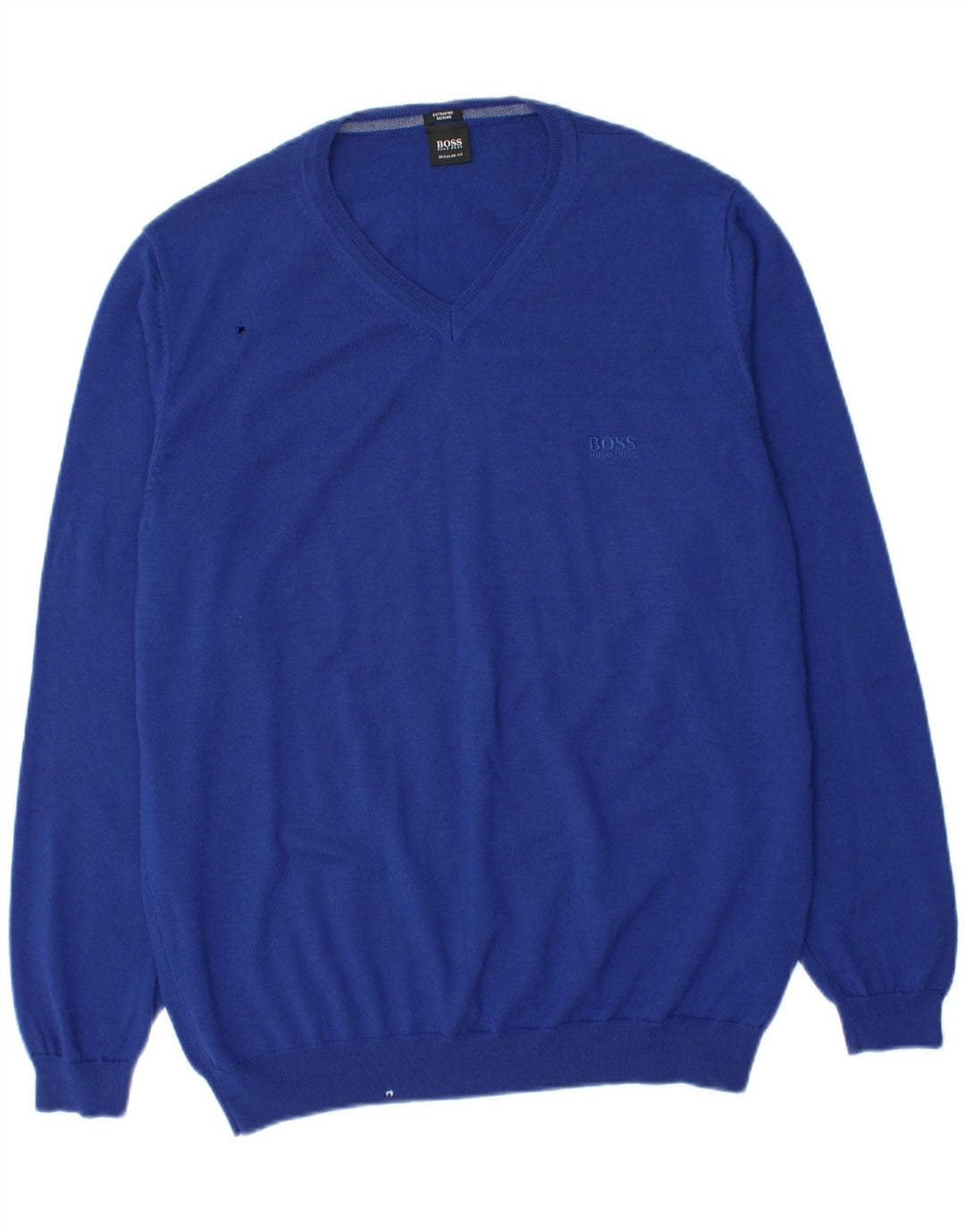 Suéter masculino Hugo Boss com decote em V XL lã virgem azul