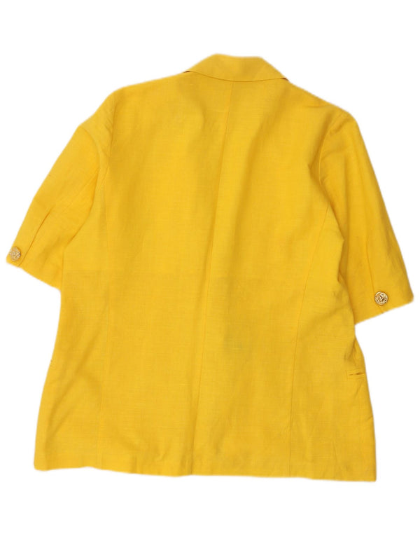 Blazer feminino vintage manga curta com 1 botão Reino Unido 14 amarelo médio