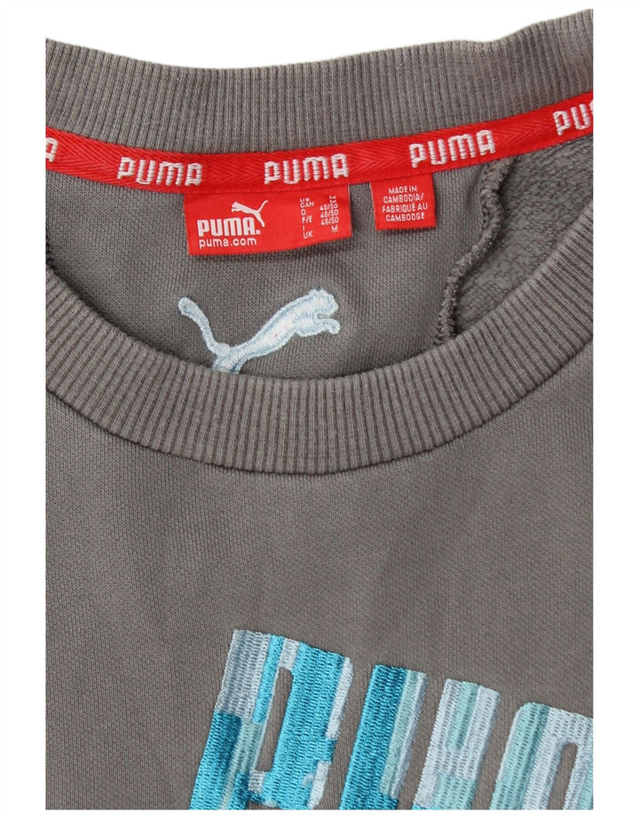 PUMA Mens Graphic Moletom Jumper Médio Cinza