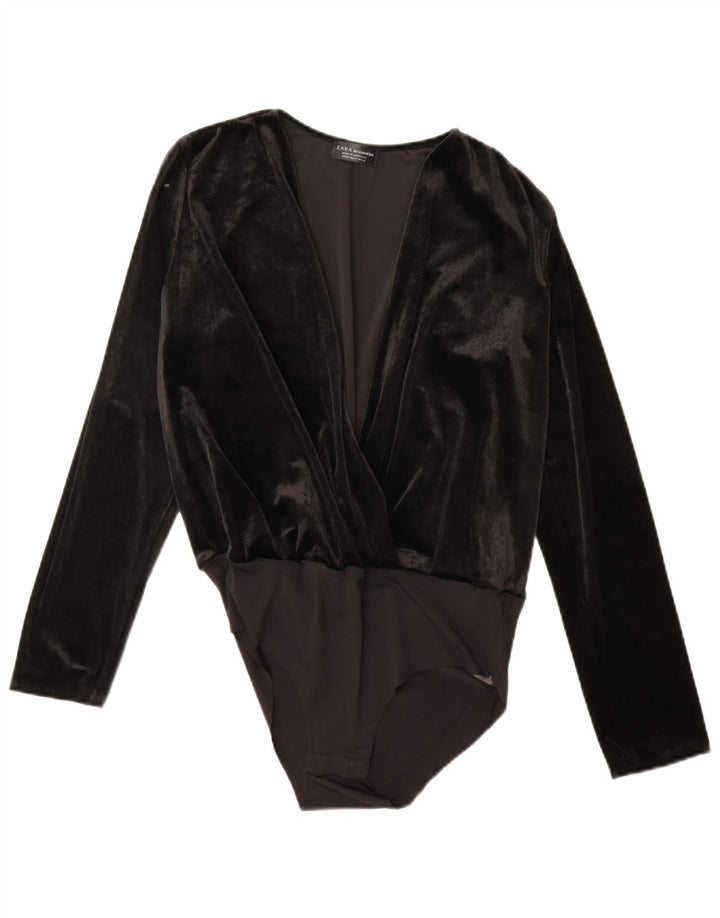 Body feminino de veludo Zara UK 14 médio preto poliamida
