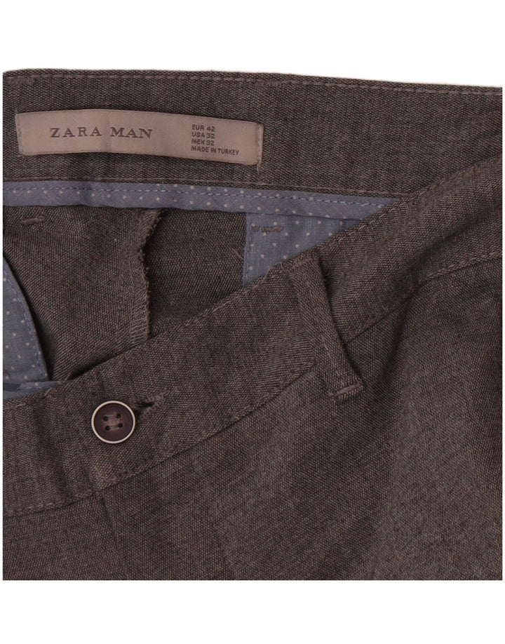 Zara Mens Slim Chino Calças EU 42 Grande W32 L28 Cinza