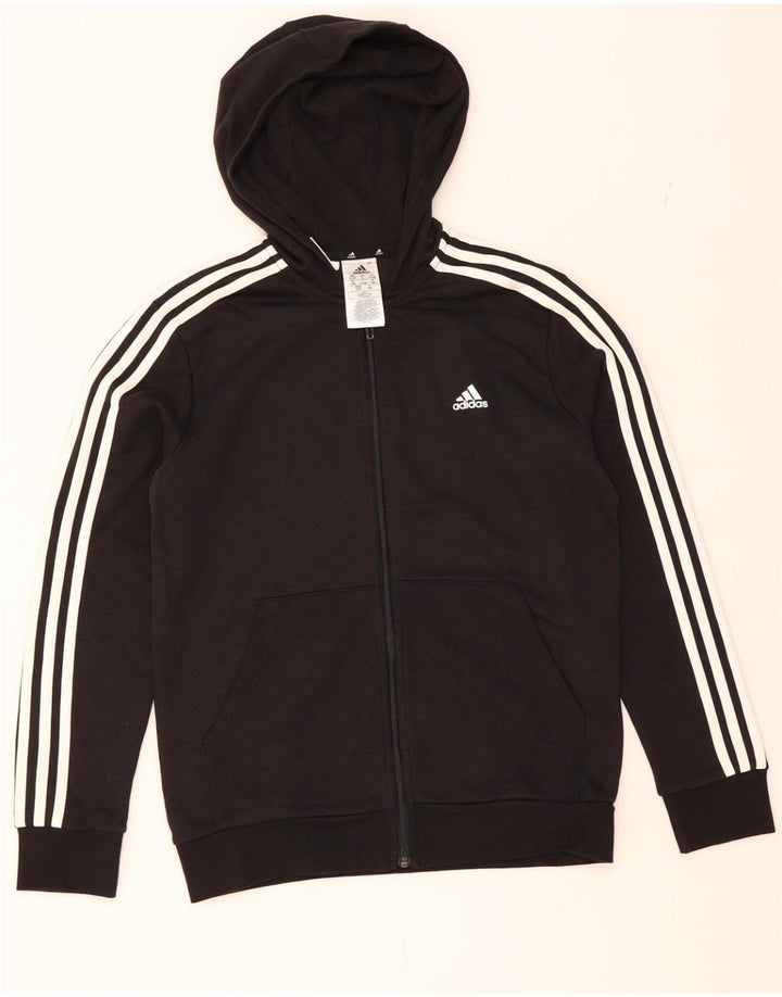 ADIDAS Boys Zip Hoodie Sweater 13-14 Years Black Cotton Vintage Adidas and Second-Hand Adidas from Messina Hembry 