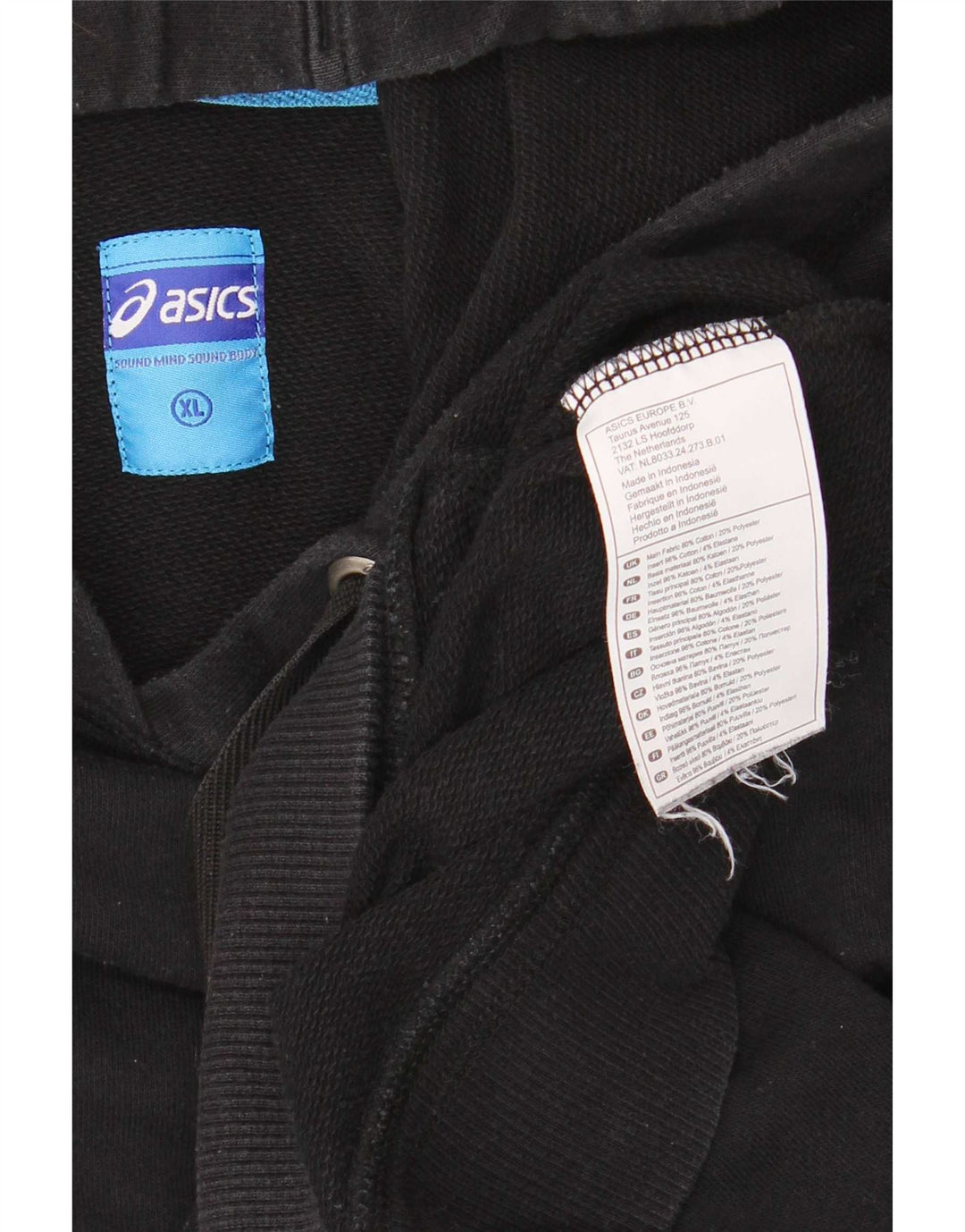 Asics Mens Hoodie Jumper XL Algodão Preto
