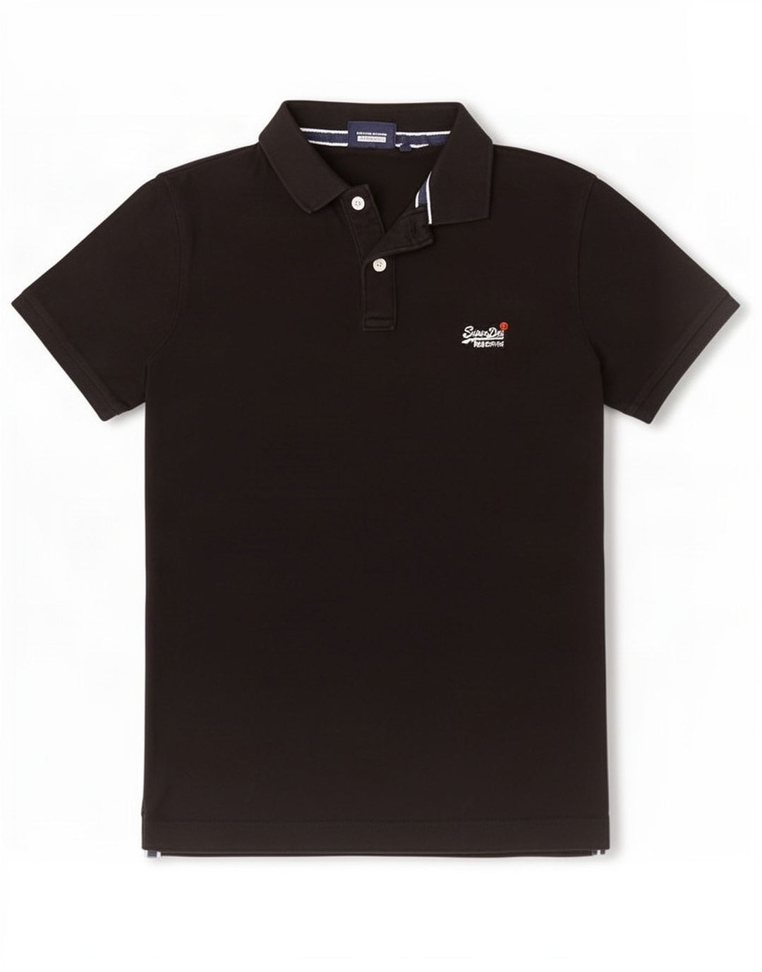 Camisa polo masculina Superdry médio algodão preto