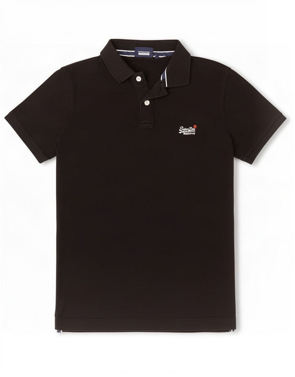Camisa polo masculina Superdry médio algodão preto