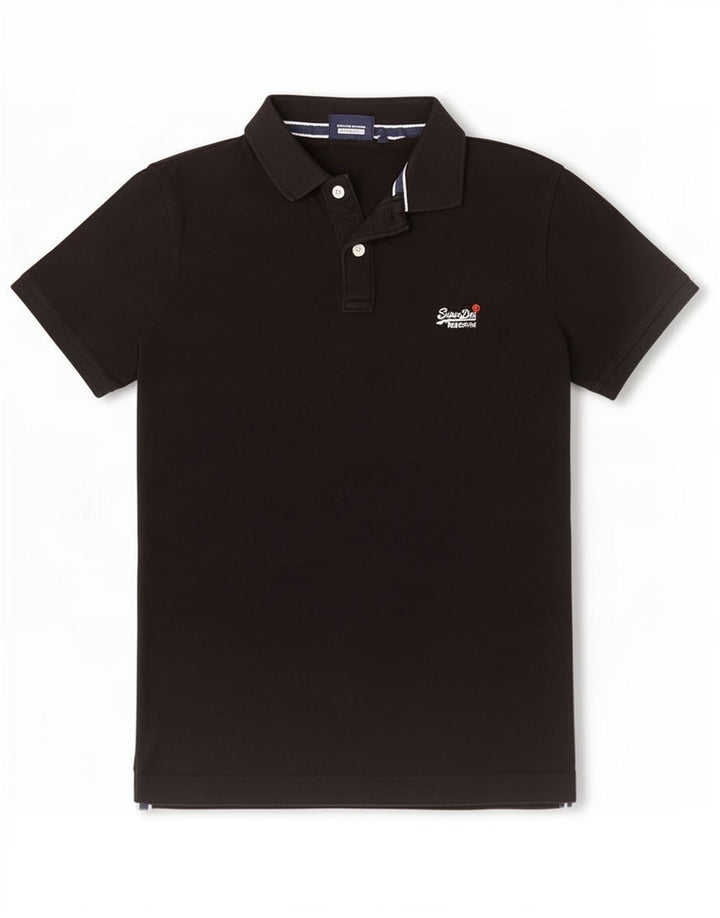 Camisa polo masculina Superdry médio algodão preto
