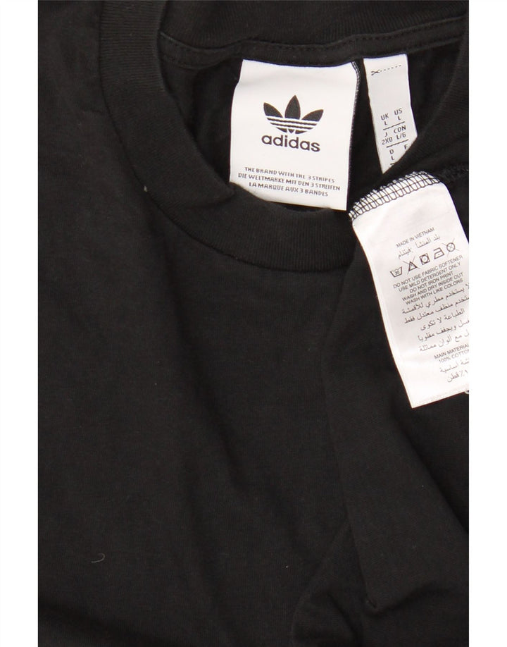 Adidas Mens Graphic T-Shirt Top Grande Algodão Preto