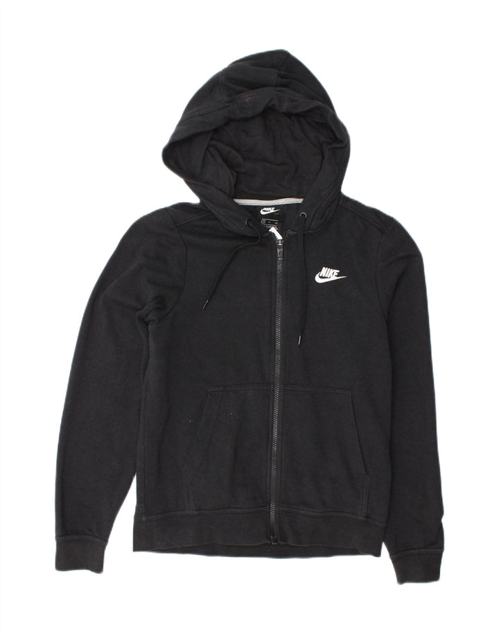 NIKE Womens Zip Hoodie Sweater UK 10 Small Black Cotton Vintage Nike and Second-Hand Nike from Messina Hembry 