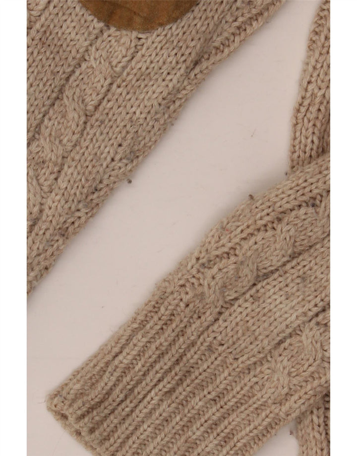 Suéter cardigã feminino Zara UK 14 acrílico bege médio