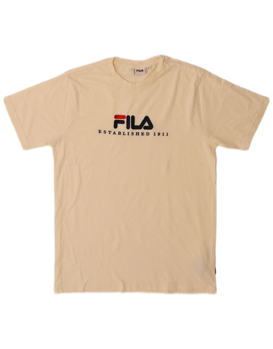 Fila Mens Graphic T-Shirt Top Pequeno Algodão Bege
