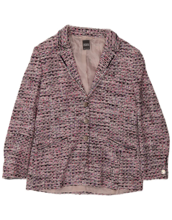 Jaqueta blazer vintage feminina com 3 botões Reino Unido 14 médio rosa manchado
