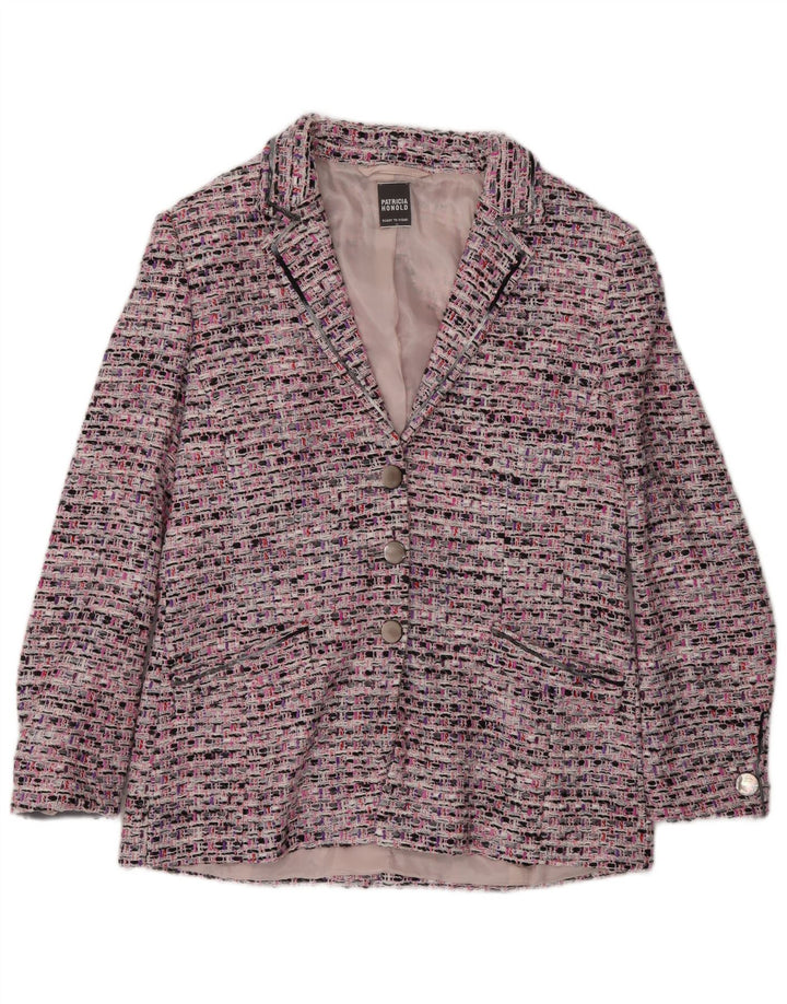 Jaqueta blazer vintage feminina com 3 botões Reino Unido 14 médio rosa manchado