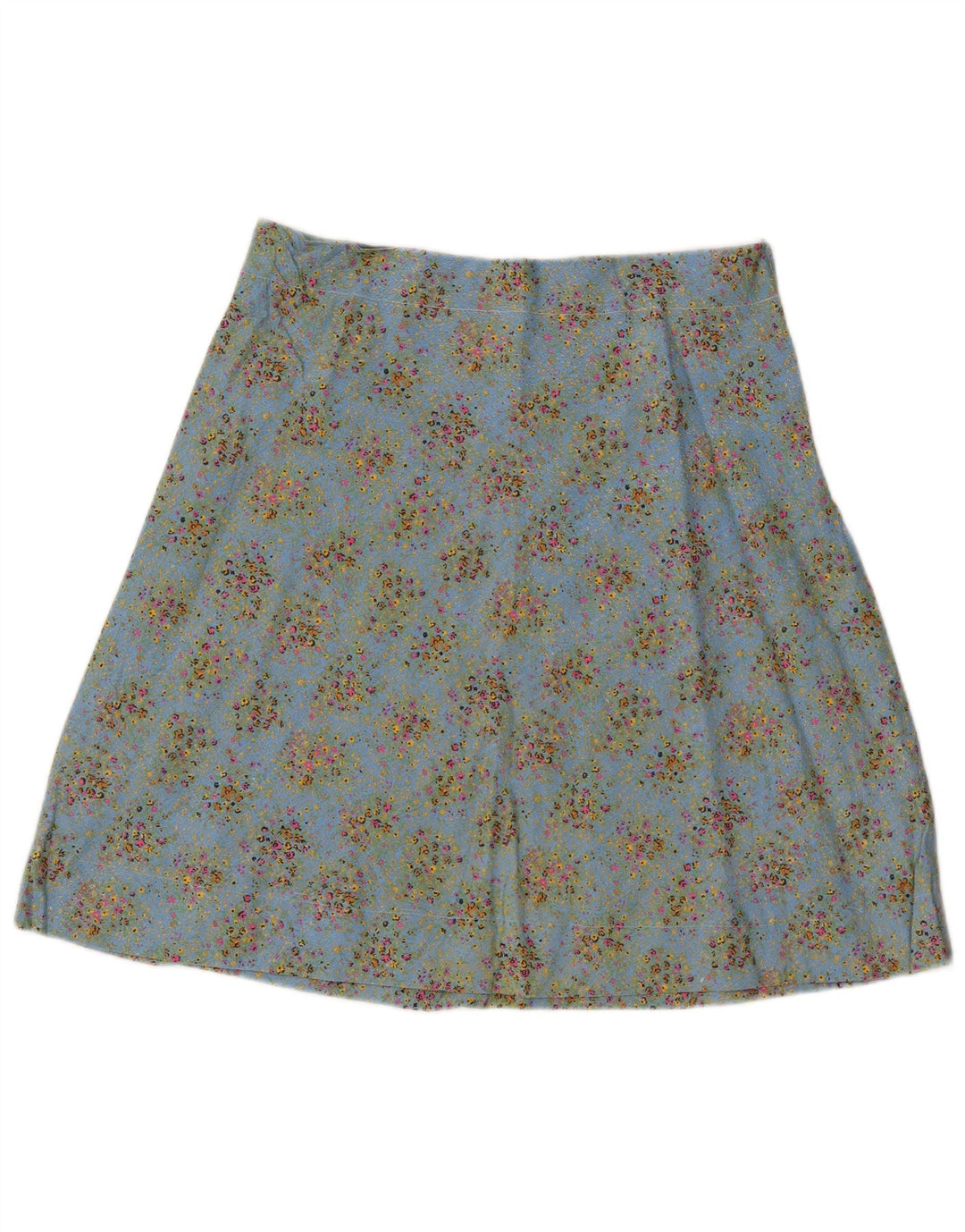 Saia vintage feminina linha A W34 grande azul floral