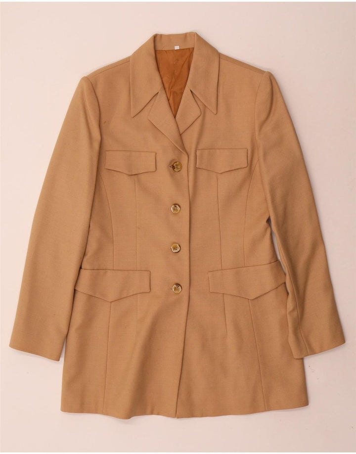 Jaqueta Blazer Feminina Vintage Longline 4 Botões IT 44 Bege Médio