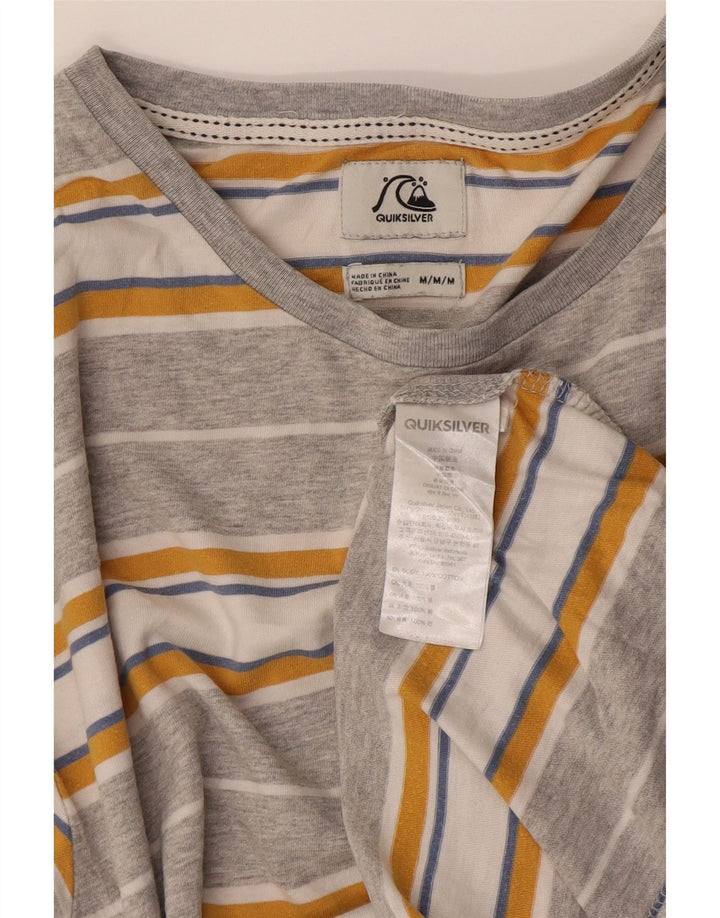 Camiseta masculina Quiksilver de algodão listrado cinza médio