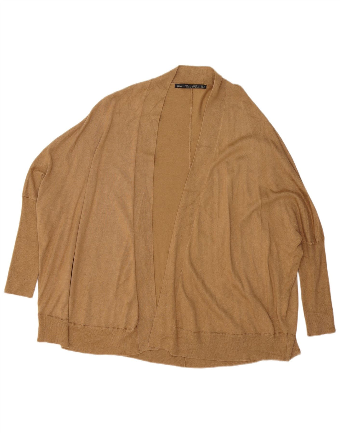 Zara Suéter feminino oversized Batwing aberto cardigan Reino Unido 14 marrom médio