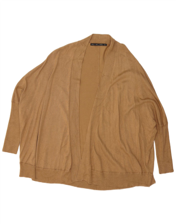 Zara Suéter feminino oversized Batwing aberto cardigan Reino Unido 14 marrom médio