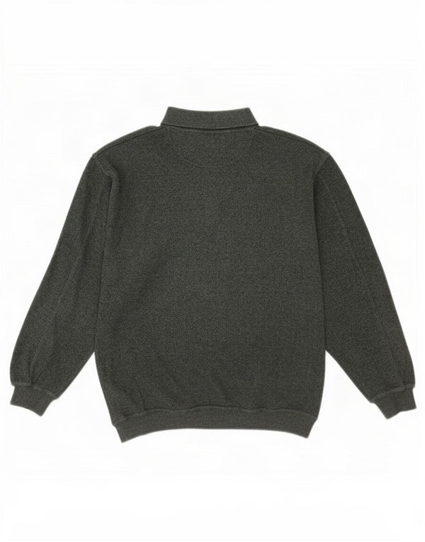 Suéter masculino vintage com gola polo e algodão verde XL
