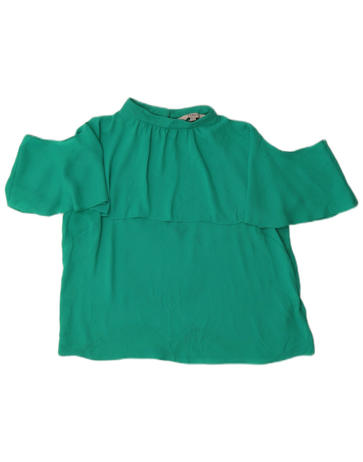 Coast Mulheres Fora Do Ombro Top UK 16 Grande Poliéster Verde