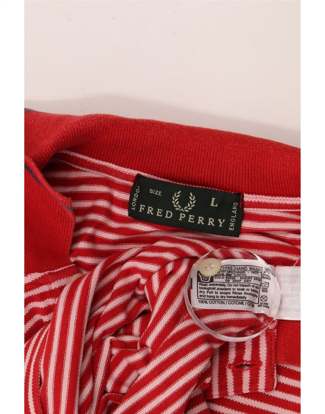 Camisa pólo masculina FRED PERRY grande listrada vermelha