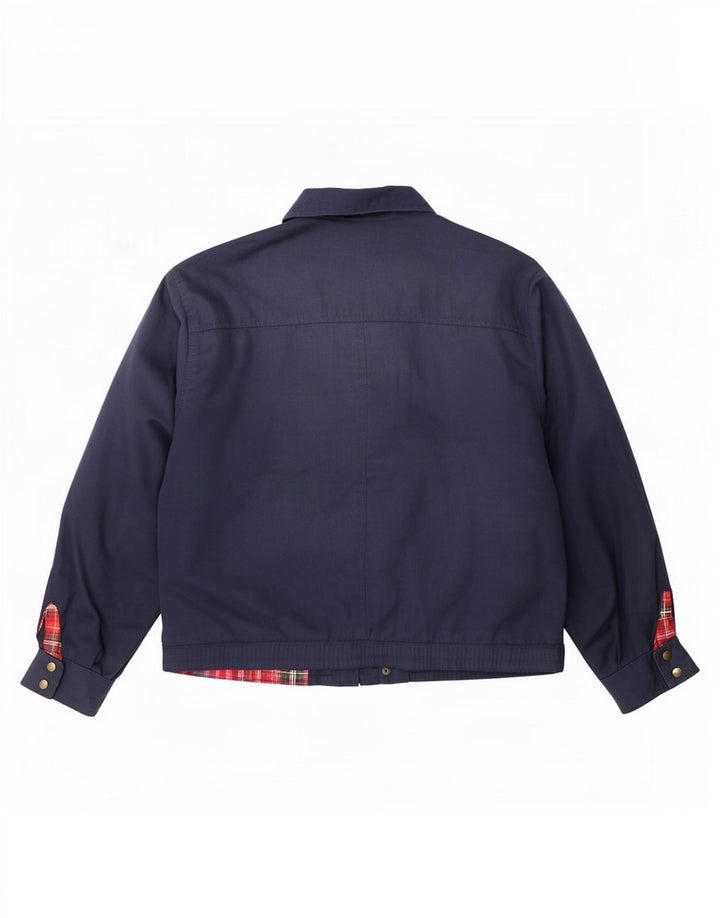 Jaqueta bomber masculina vintage UK 40 grande poliéster azul marinho