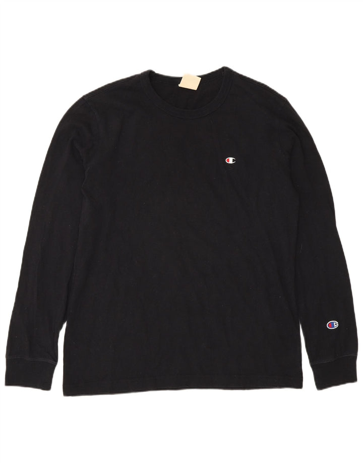 Campeão Mens Top Manga Longa XS Algodão Preto
