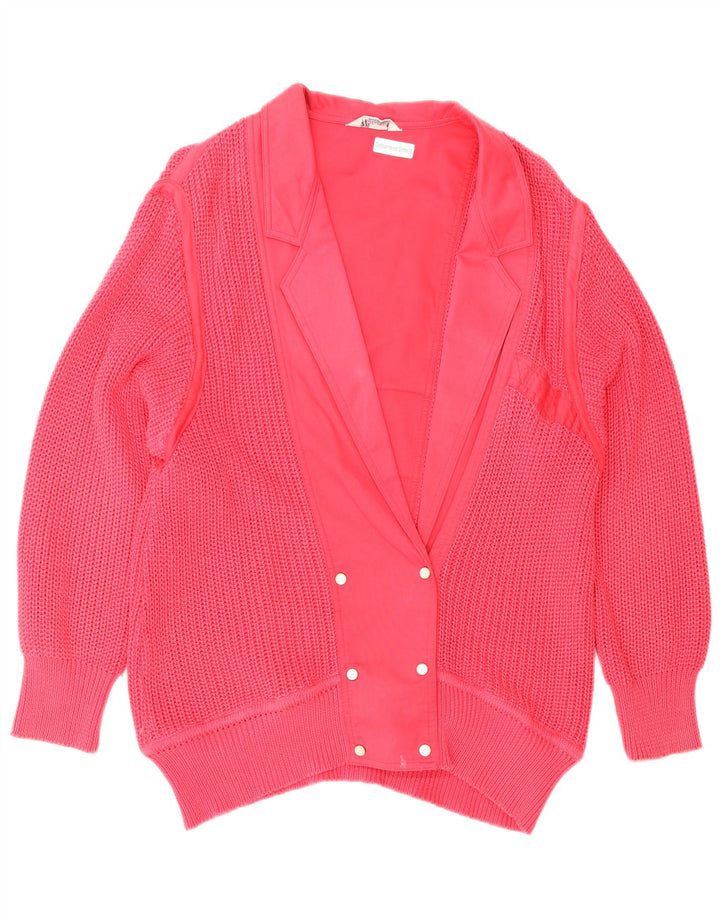 Suéter cardigã feminino vintage com peito duplo IT 42 rosa médio