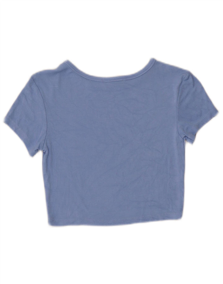 Camiseta Zara Feminina Crop Top UK 12 Azul Médio