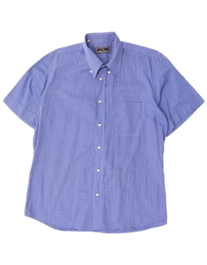 Camisa masculina de manga curta Daniel Hechter XL azul xadrez