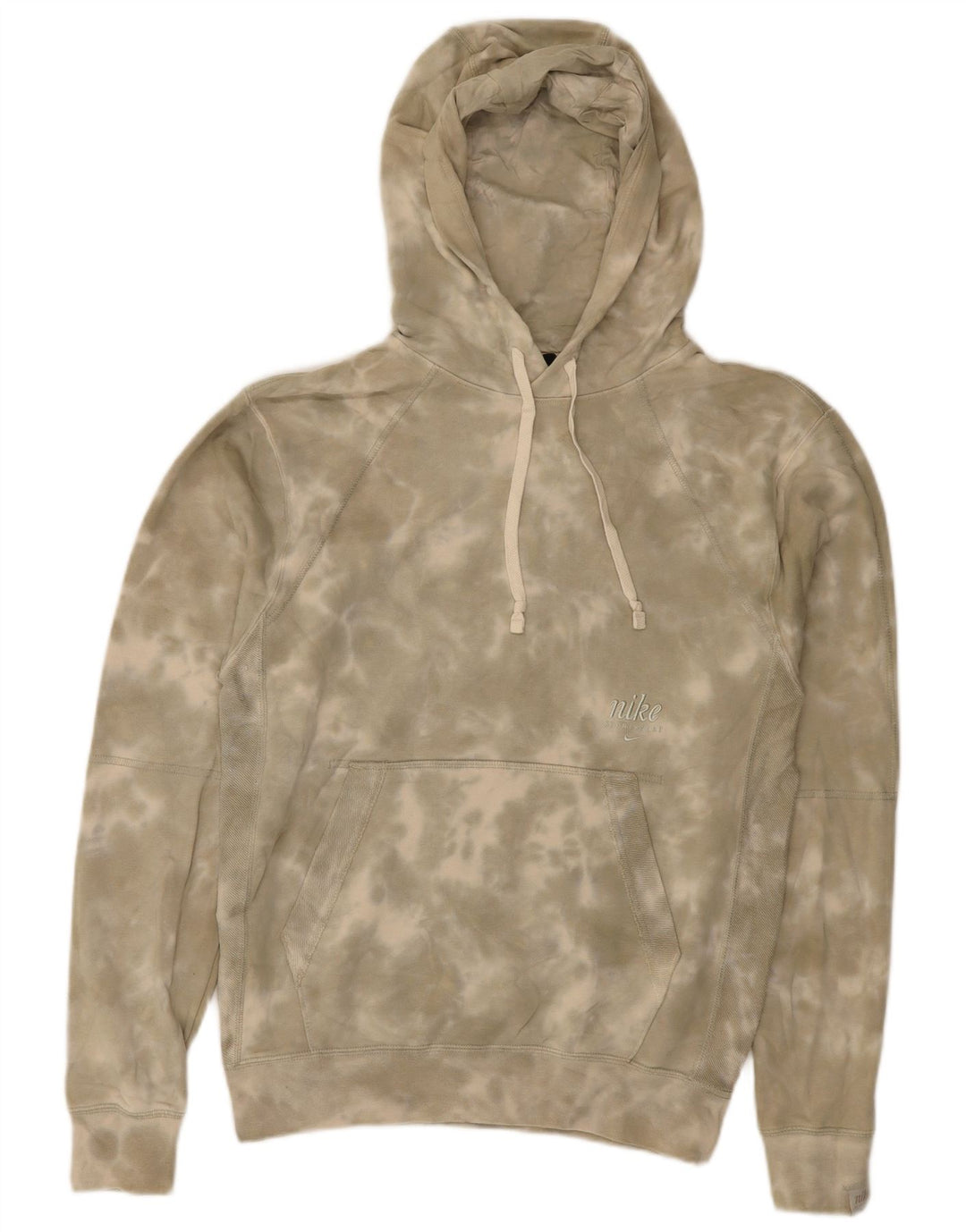NIKE Mens Hoodie Jumper XS Khaki Tie Dye Algodão