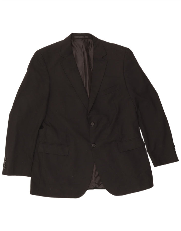 Jaqueta blazer masculina de 2 botões Marks & Spencer Reino Unido 44 XL preto poliéster