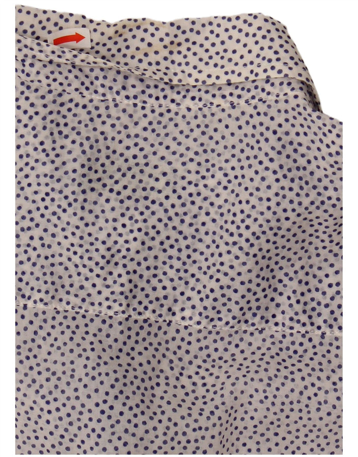 Camisa feminina transparente Fred Perry Reino Unido 14 grande algodão manchado branco