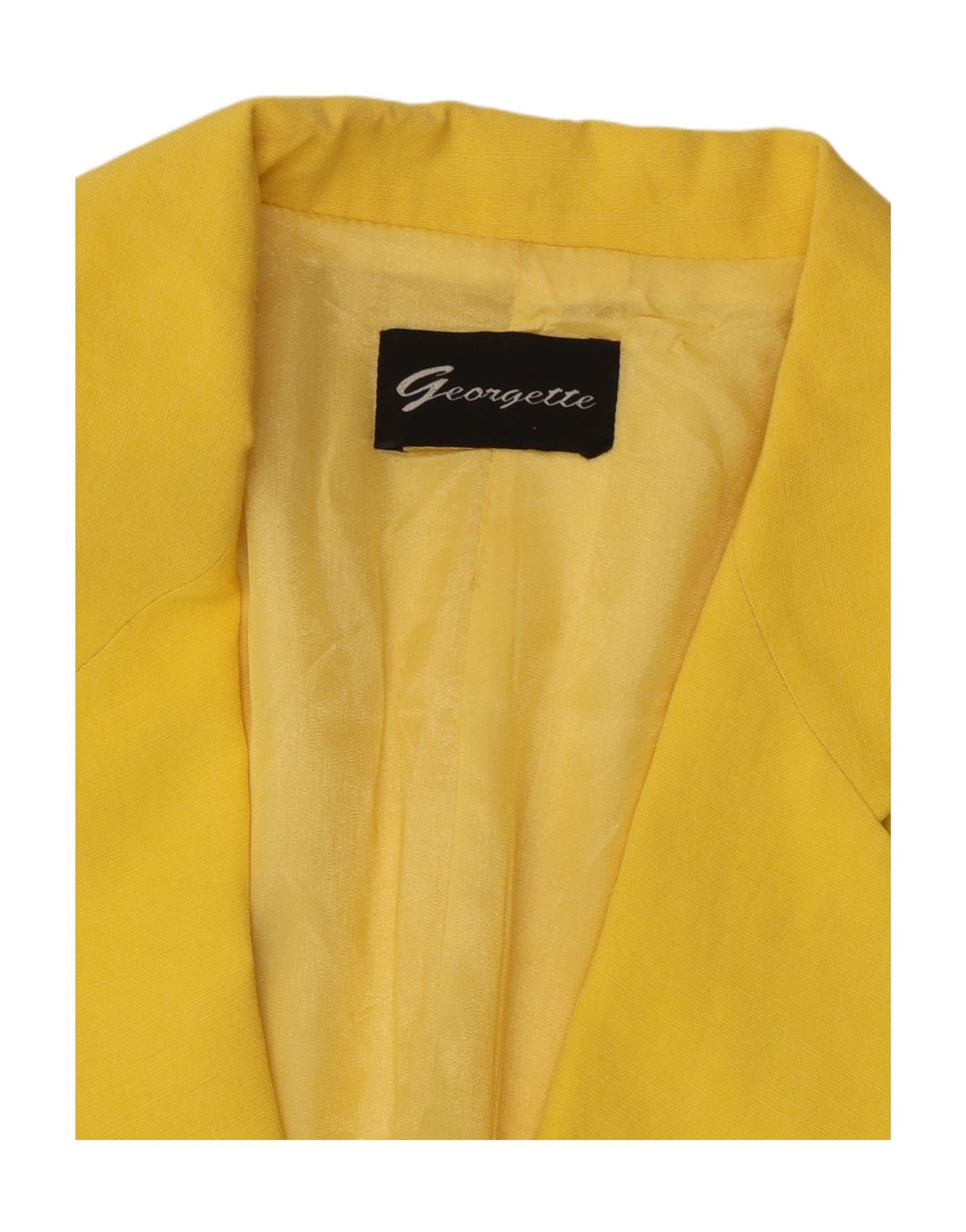 Jaqueta blazer feminina vintage de manga curta com 2 botões Reino Unido 12 amarelo médio