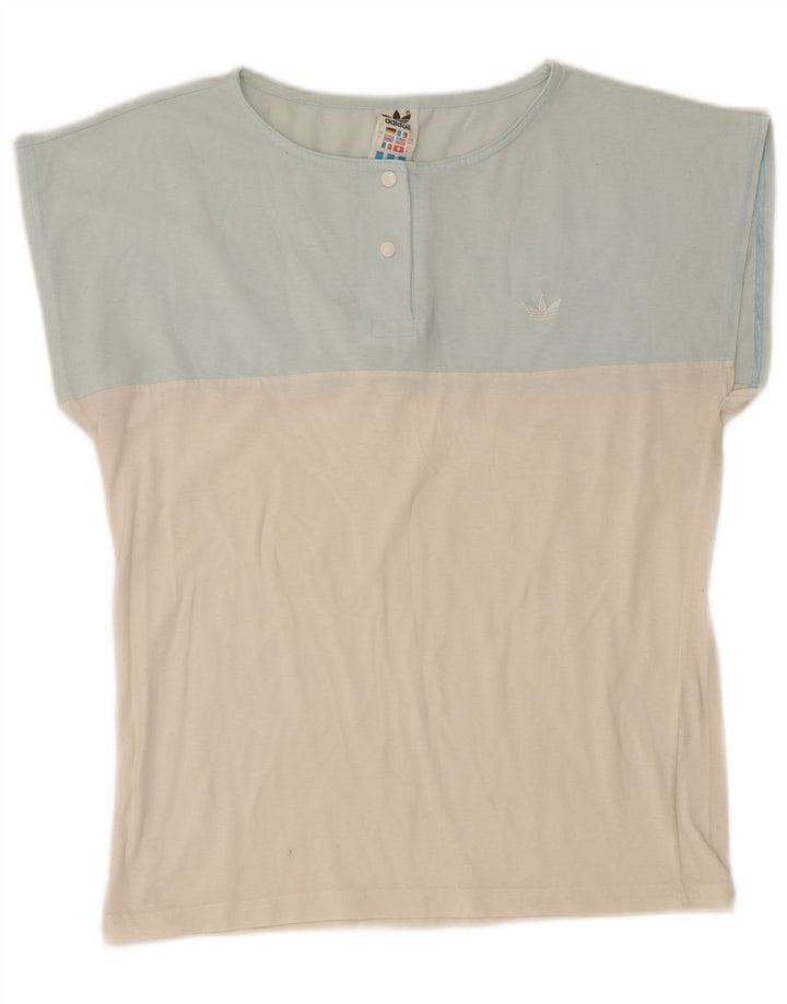 ADIDAS Camiseta Feminina Top UK 12 Medium Blue Colourblock