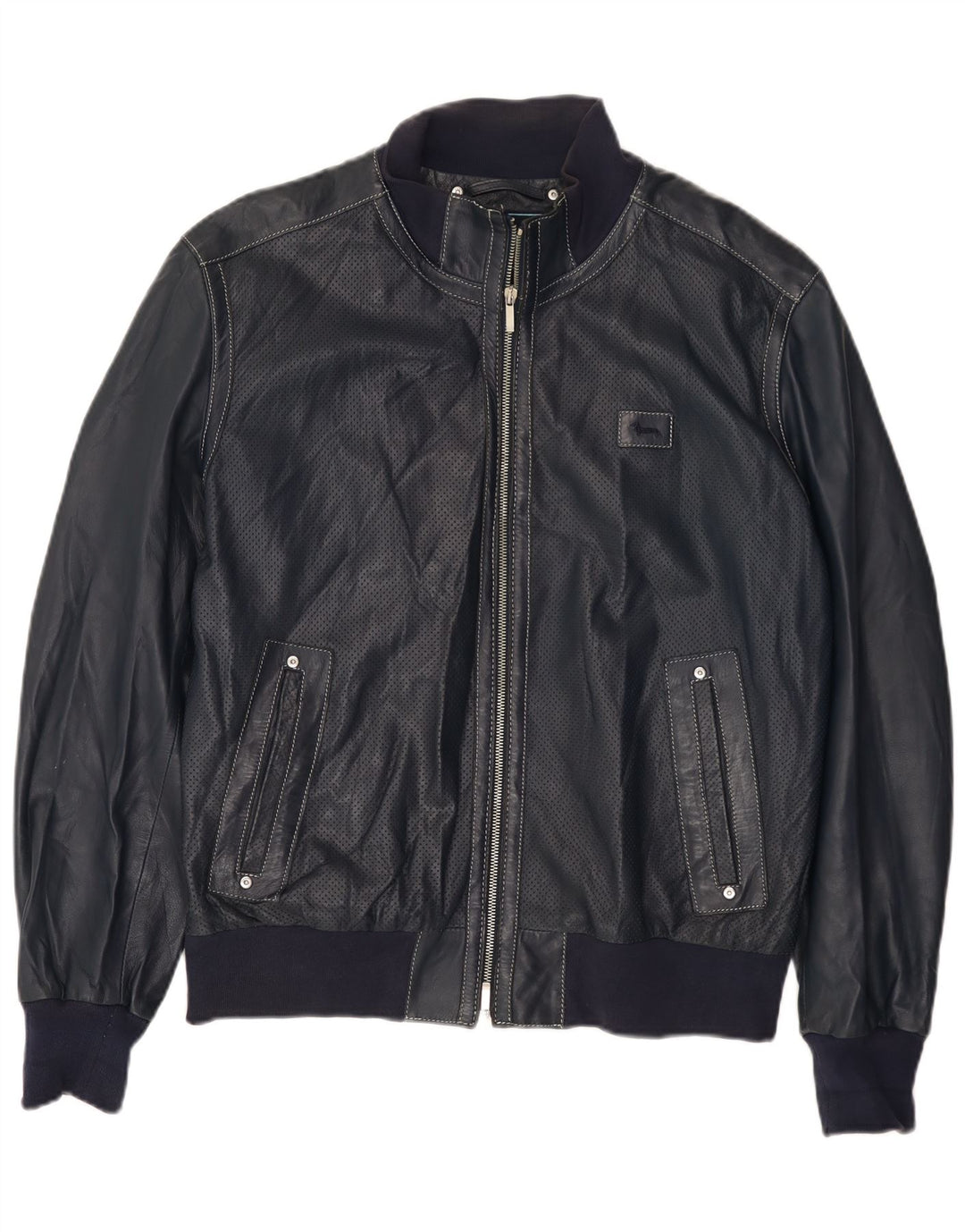 Jaqueta de couro masculina Harmont & Blaine Reino Unido 40 grande couro azul marinho