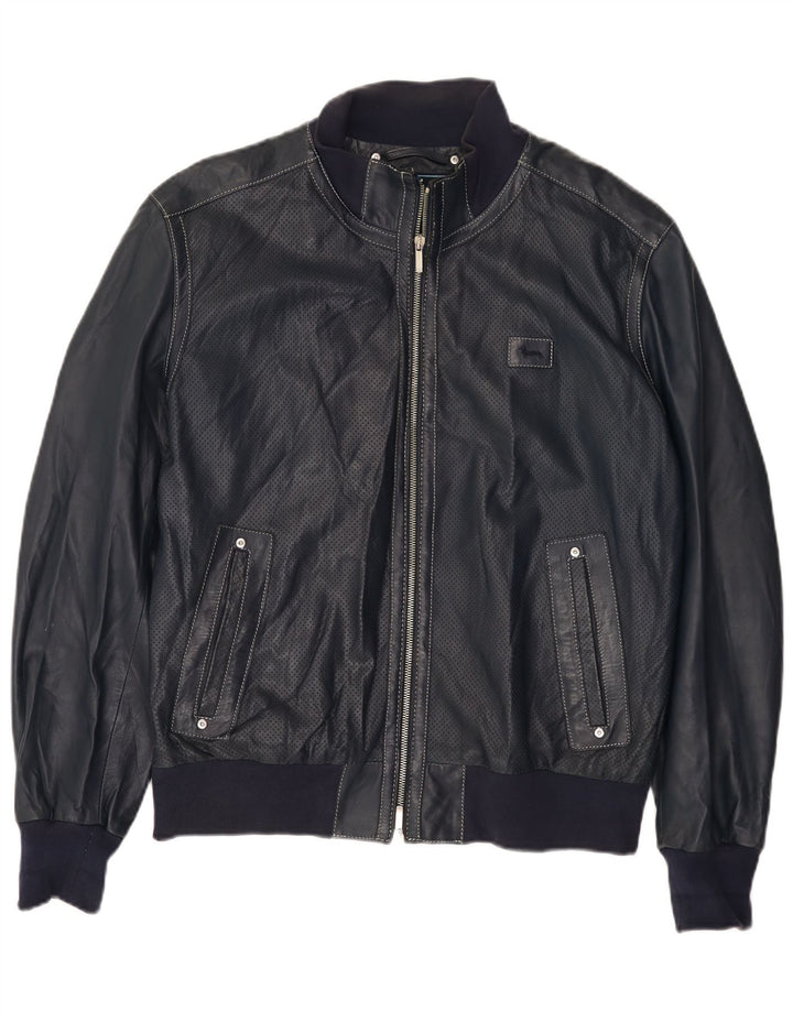 Jaqueta de couro masculina Harmont & Blaine Reino Unido 40 grande couro azul marinho