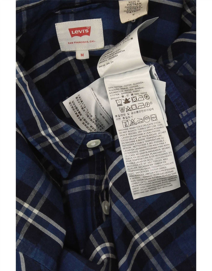 Camisa masculina Levi's média xadrez azul marinho algodão
