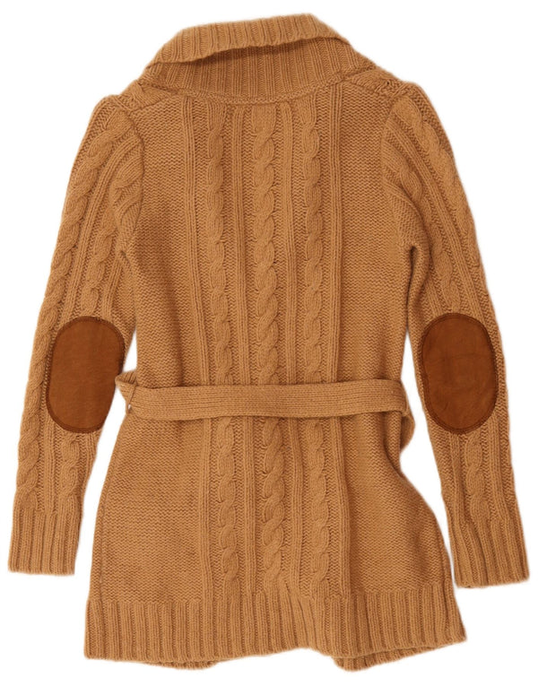 Suéter cardigã feminino Zara Reino Unido 10 pequeno marrom nylon