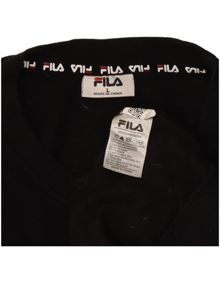 FILA feminino solto ajuste moletom gráfico jumper Reino Unido 16 grande algodão preto