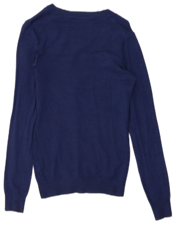Suéter cardigã feminino Zara Reino Unido 8 pequeno azul marinho viscose