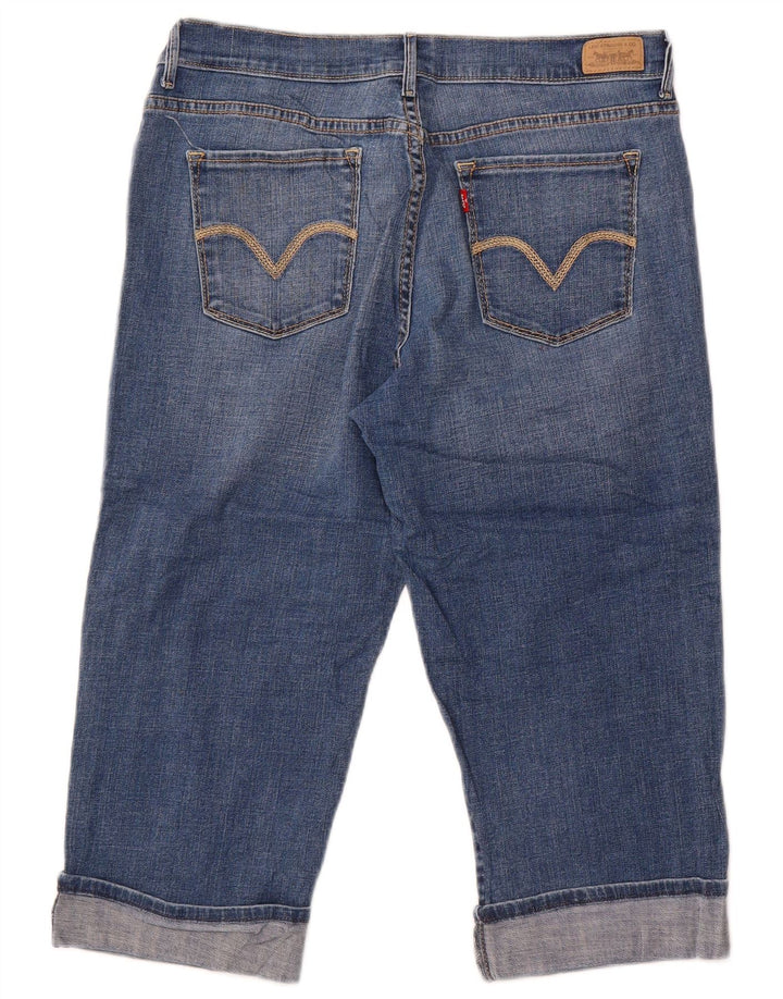 Calça jeans feminina Levi's 515 Capri US 12 grande W34 L18 azul algodão