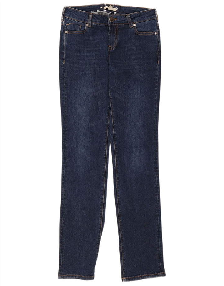 Jeans retos femininos White Stuff UK 12 médio W28 L30 algodão azul marinho