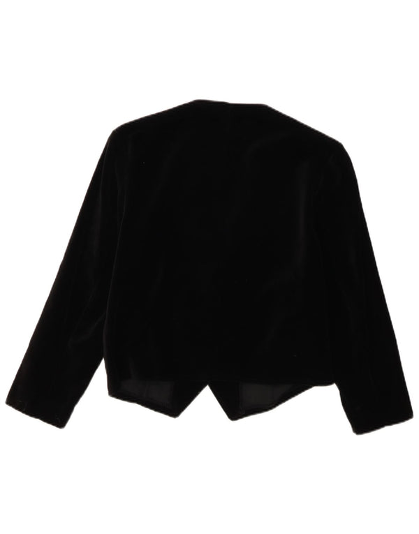 Jaqueta bolero de veludo vintage para meninas com 1 botão 10-11 anos algodão preto