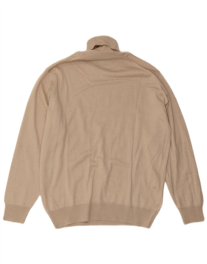Suéter masculino vintage com gola redonda, lã bege média