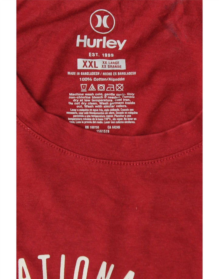 Camiseta gráfica masculina HURLEY Top 2XL algodão vermelho