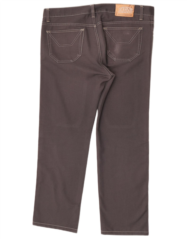Jeckerson Calça jeans reta masculina W40 L30 algodão cinza