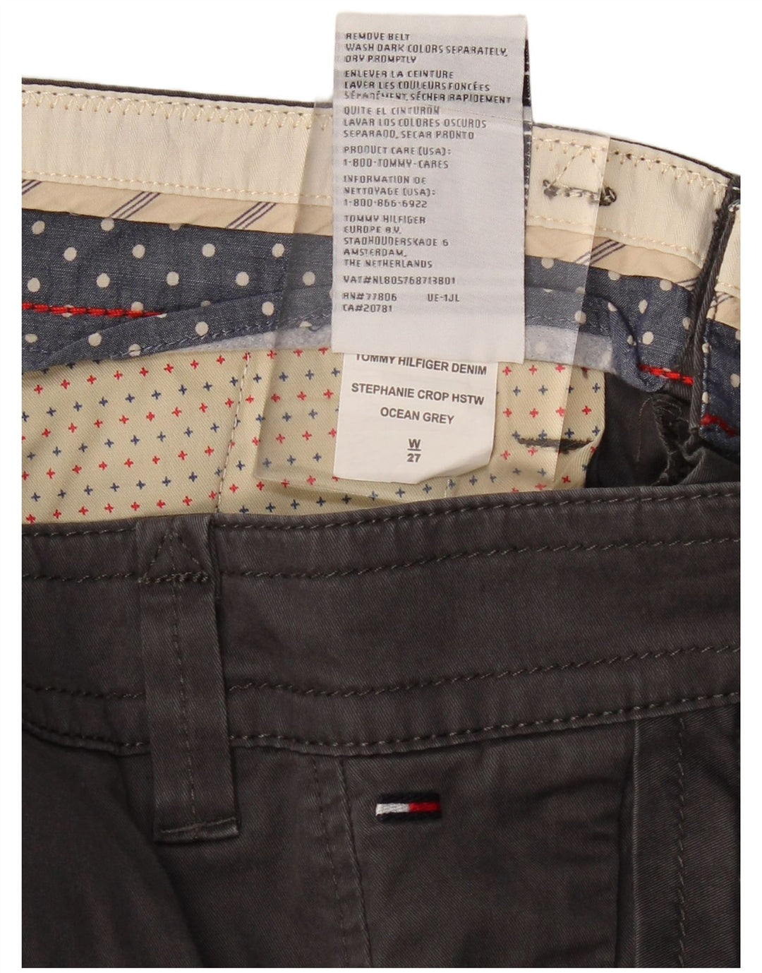 Calça casual feminina TOMMY HILFIGER W27 L27 algodão cinza